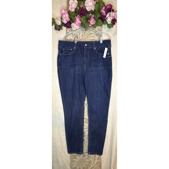 Seven7 Denim - Seven7 Tummy Less Skinny Blue Jeans Sz 16 Stretch Straight Control Panel NWT
